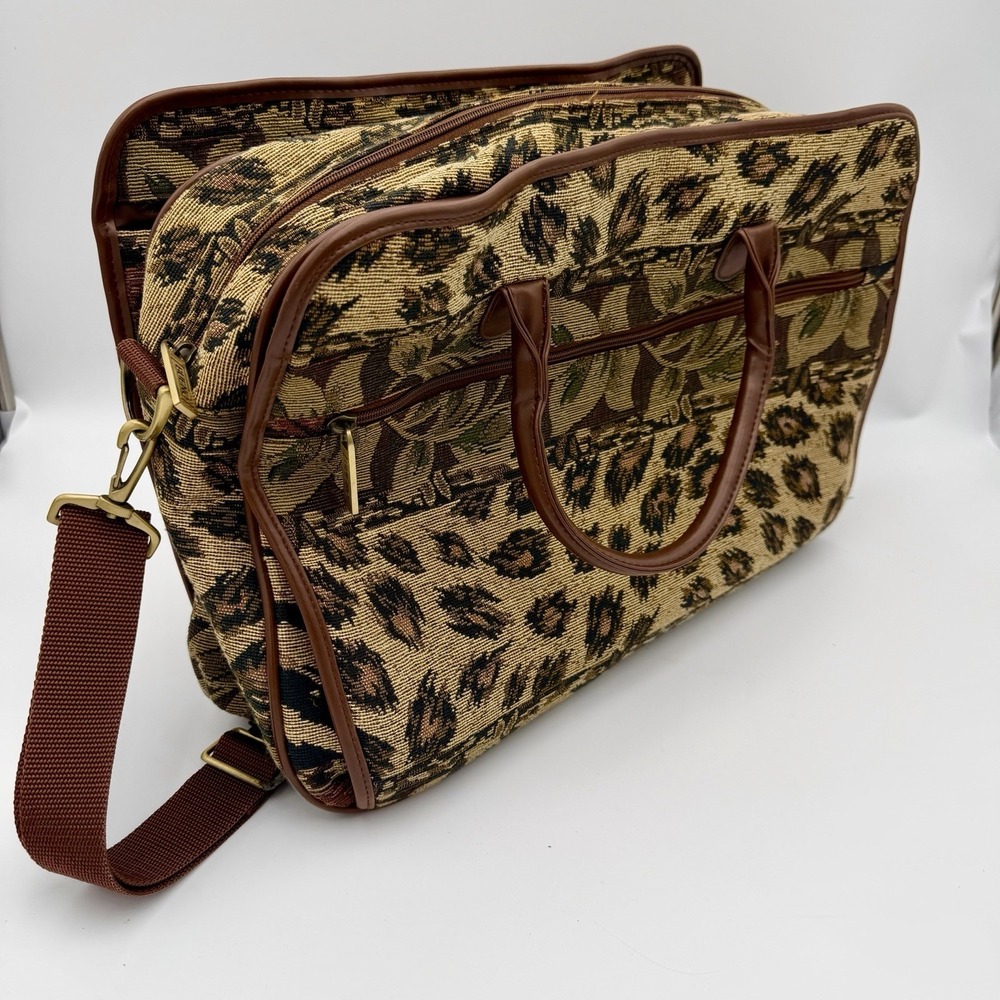 Bueno Safari Tapestry Zebra Leopard Travel Bag Weekender Carry On Duffle Vintage - Picture 13 of 16